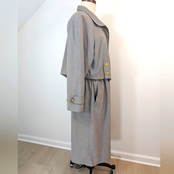 Vintage Fleet Street neutral slouchy draped trench coat W gold buttons. 10P - Picture 7 of 15